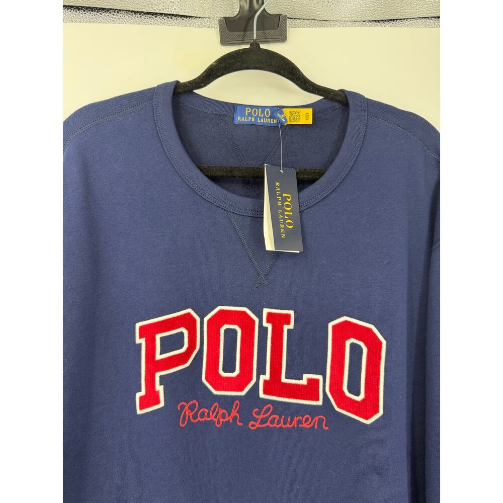 Polo Ralph Lauren Mens Logo Fleece Sweatshirt Size 2X Navy Crew Neck Preppy NWT - Picture 4 of 13